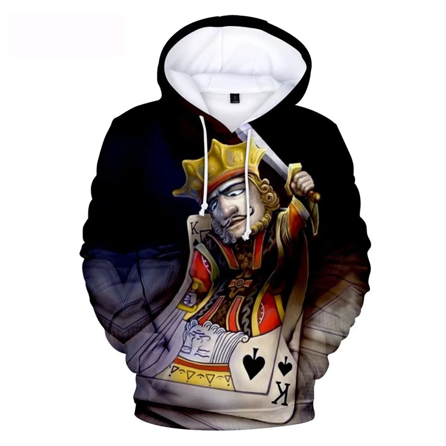 Playing Cards Poker K A print hoodies men/women KING QUEEN hoodie sweatshirt male clothes boys/girls harajuku funny jacket coat