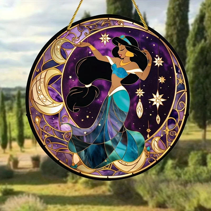 علاء الدين ياسمين Suncatcher - نافذة زجاجية ملونة من الأكريليك النابضة بالحياة معلقة للمكتب والمنزل والمطبخ وديكور الحديقة - عيد الأضحى #2