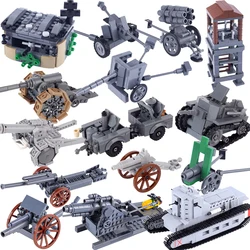 WW1 WW2 Military Weapons Building Blocks Army Soldiers Figures Rocket Guns Blockhouse PAK60 Artillery Tank Bricks Kids Toys Gift
