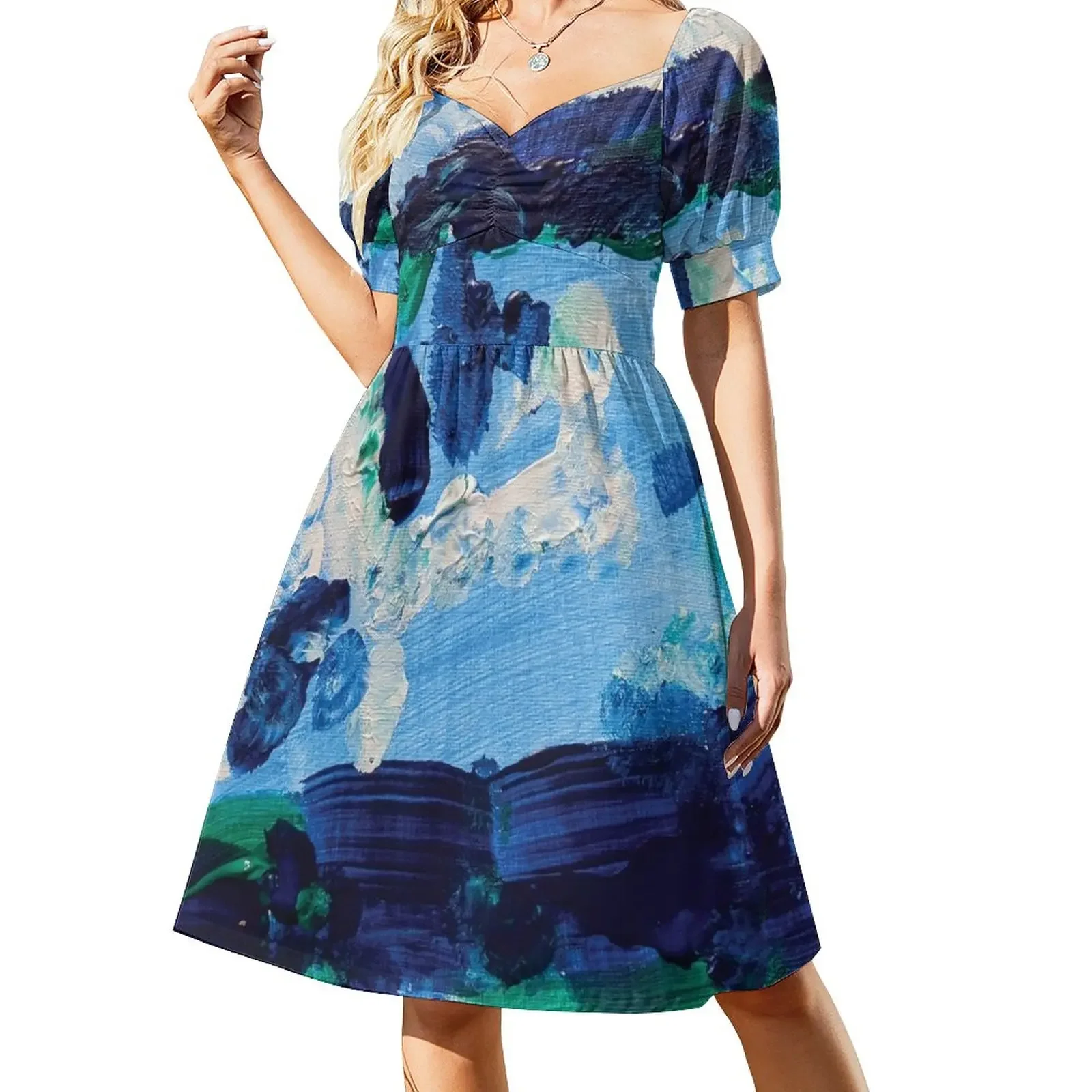 Watercolor Painting of the Ocean Sleeveless Dress Long dress woman dress