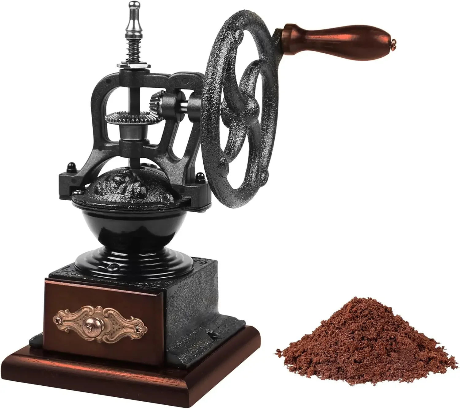 

Manual Burr Coffee Grinder,Home Vintage Style Wooden Hand Crank Coffee Maker Grinder