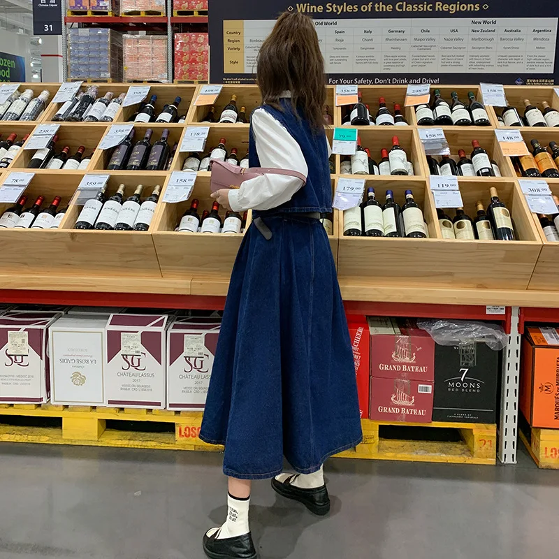 طقم مكون من قطعتين على الطراز الفرنسي لخريف 2025 تصميم جديد سترة جينز قصيرة الصدر واحدة + نصف تنورة #4