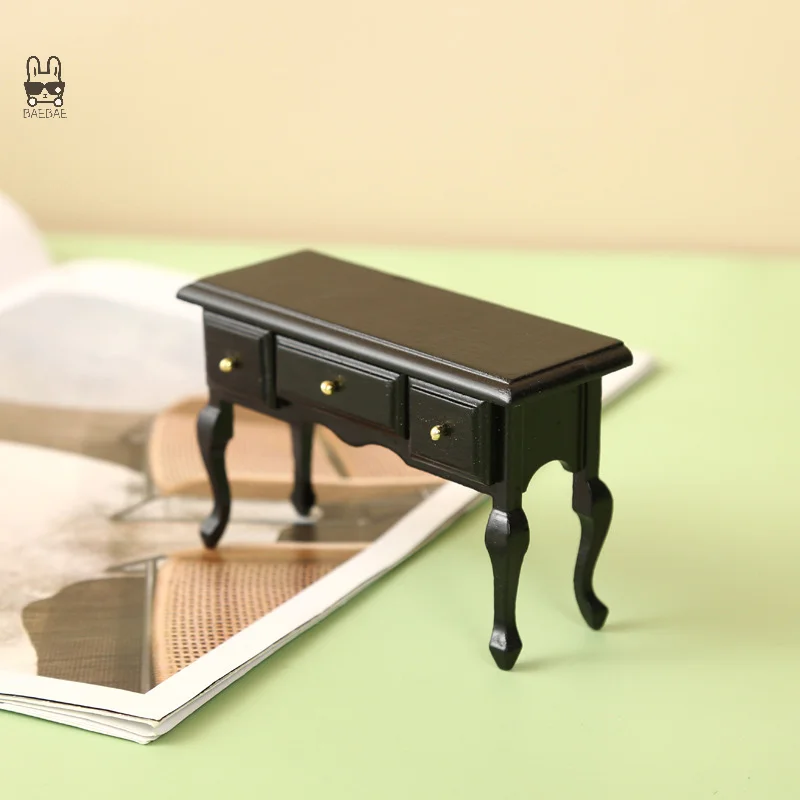 Tocador en miniatura para casa de muñecas, muebles de escritorio de simulación, modelo de decoración, accesorios de juguete, 1:12