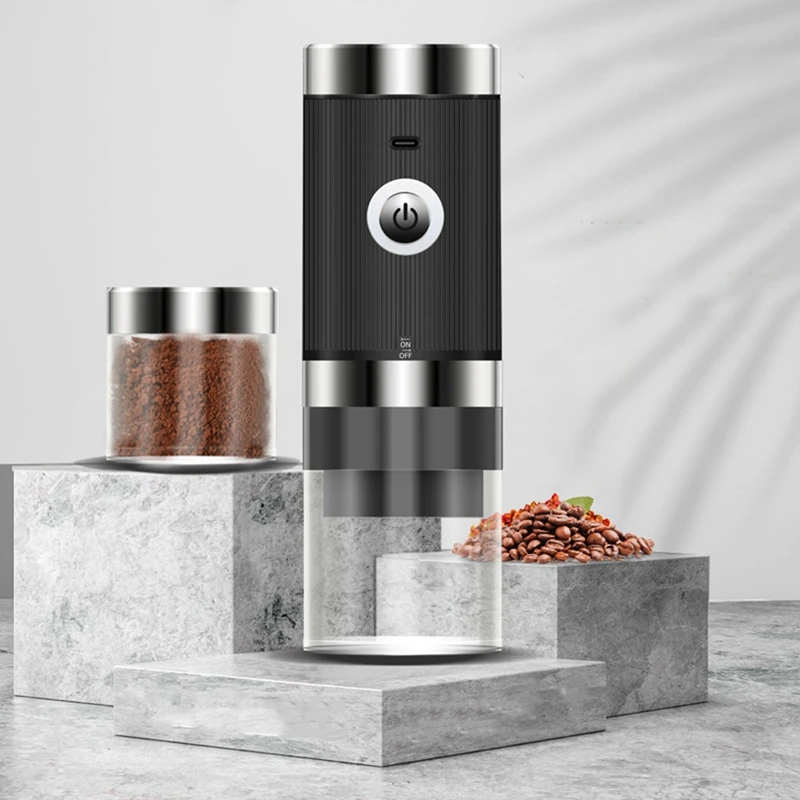 

Portable Coffee Grinder Electric USB Rechargeable Profession Adjustable Coffee Beans Grinding Black