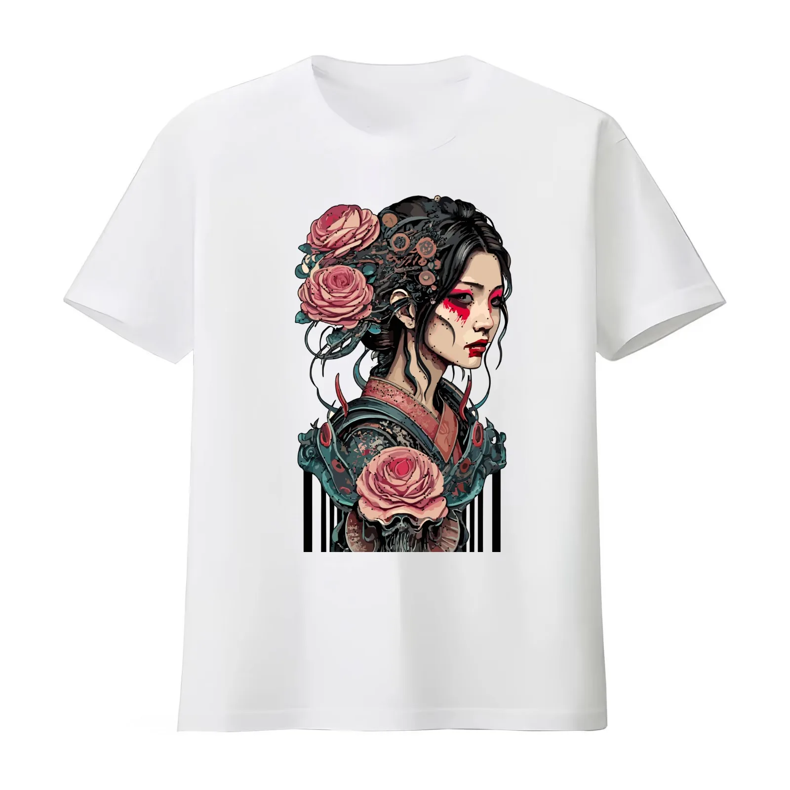 Cursed Presence: Battling the Fiendish Oni T-Shirt Summer Casual Cotton Tee Oversized Streetwear Tops Vintage Graphic Print