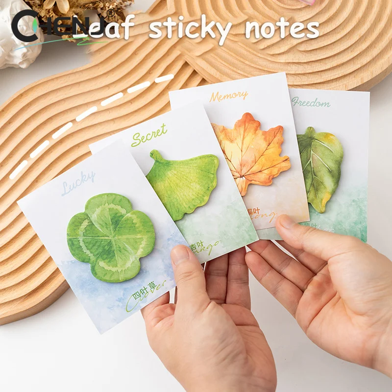 30Sheets Leaf Sticky Notes Ginkgo Lndus Leaf Self-Adhesive Tearable Note Pad Memoranda Stationery Office School Supplies