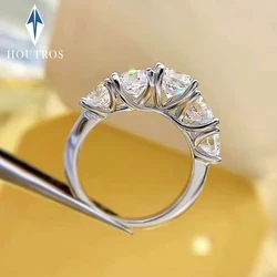 5 Stones 3.6CT All Moissanite Rings for Women 18k Plated 925 Sterling Silver Wedding Band Sparkling Diamonds Fine Jewelry GRA