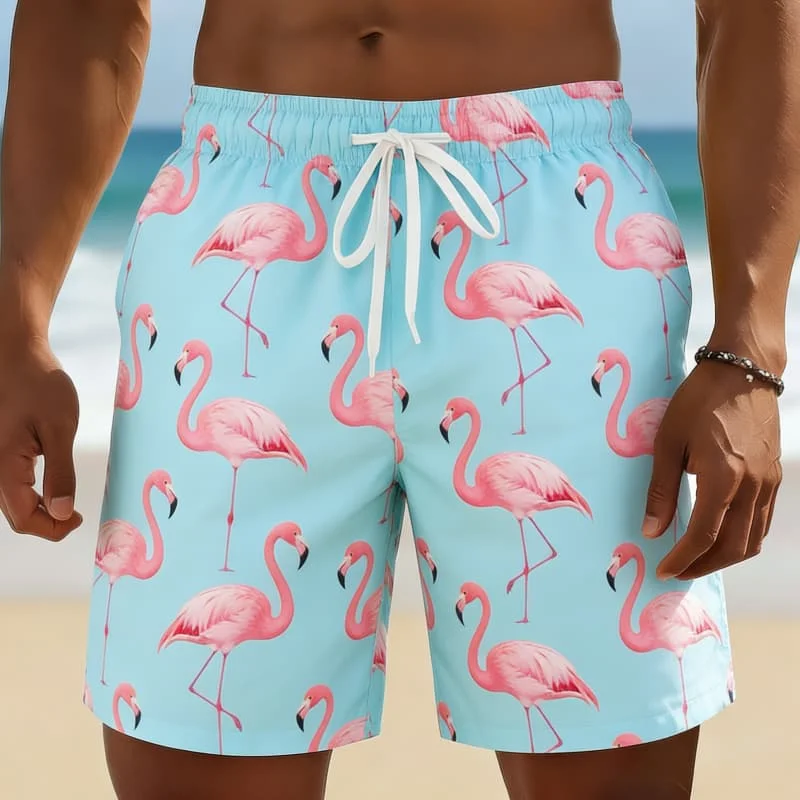 Men's artistic ,legant and fresh tropical style printed casual shorts, suitable for daily wear and summer travel
