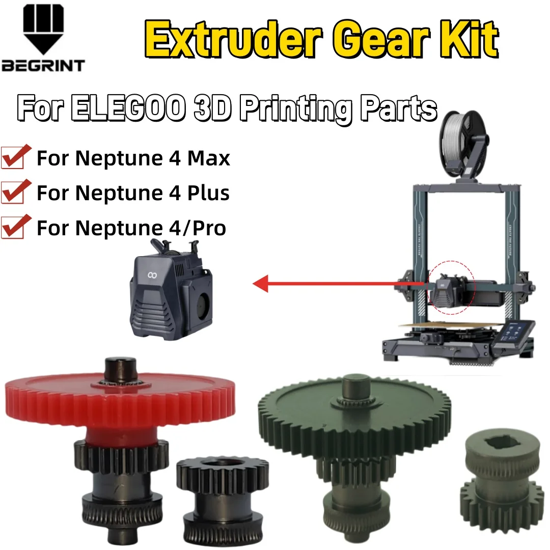 

﻿ For ELEGOO Neptune 4 Pro Plus Max BEGRINT Hardened Steel Integrated Extruder Gear High Precision Extrusion 3D Printer Parts