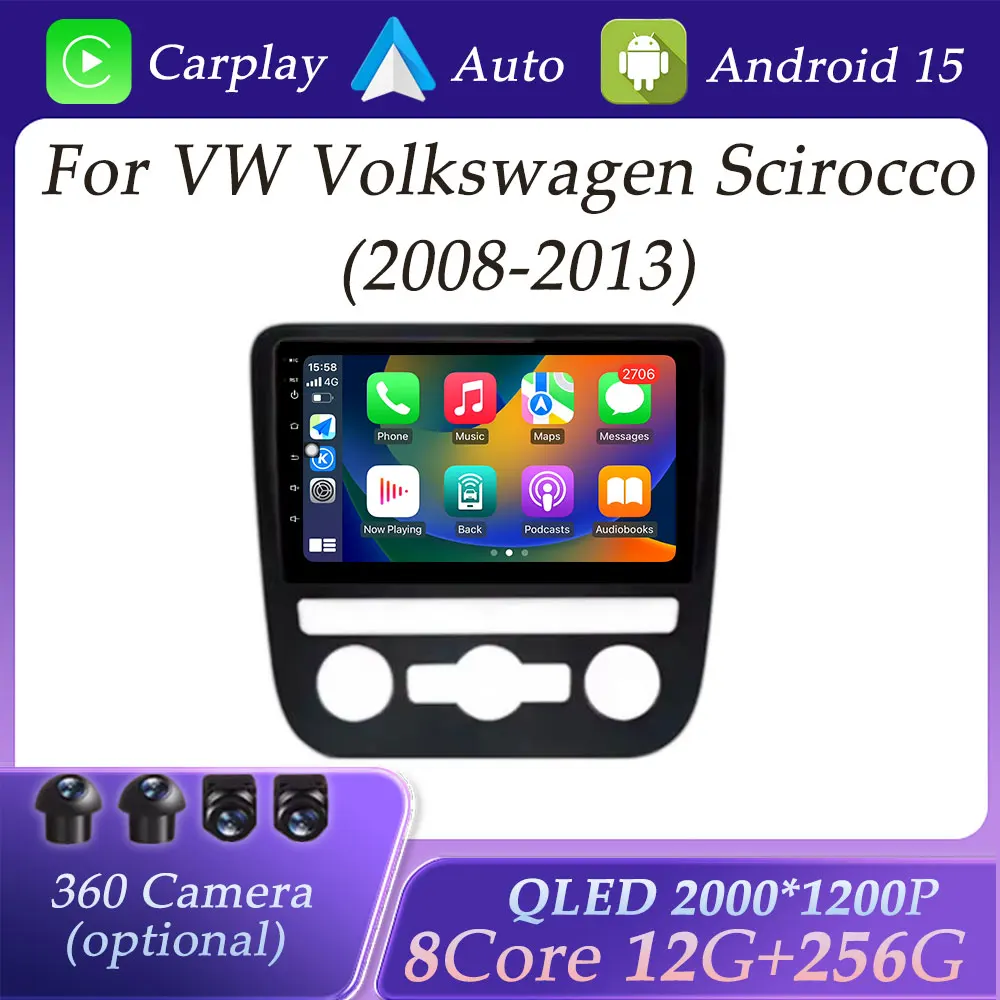

Carplay for VW Volkswagen Scirocco 2008 - 2013 Car Radio Video Audio Multimedia Player Split Screen GPS Navigation BT DSP Stereo