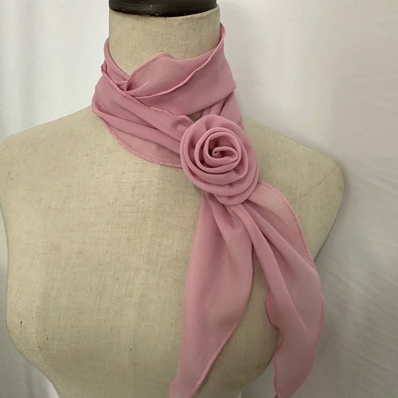 26Colors Decorative Headscarf Solid Rose Knotted Scarf Shawl Shawl Flower Sunscreen Headscarf Ladies Office Scarf