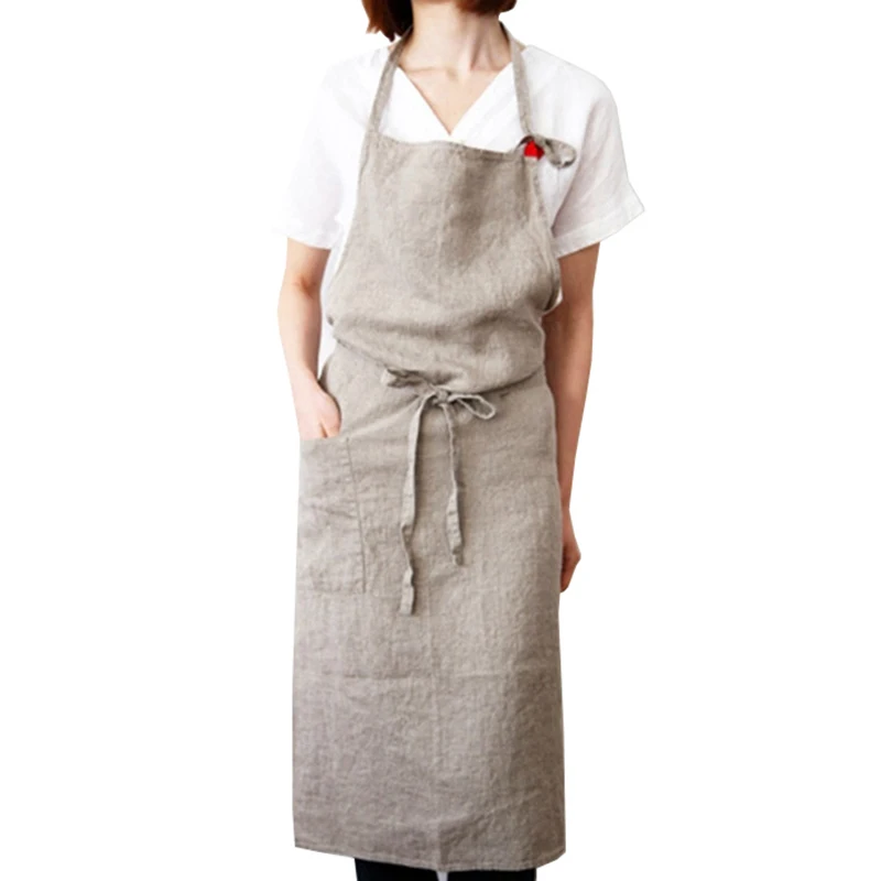 High-end Japanese korea apron linen and cotton fabric simple fashion art attendant beautiful salon nail aprons