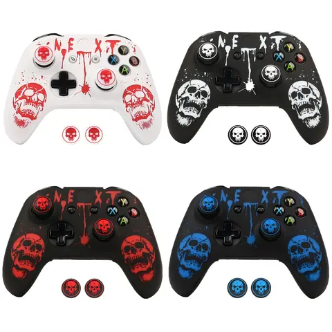 Soft Silicone Case Skin with Non-Fade Print & 2 Bonus Caps For Xbox One X Joystick Protective Sleeve For Xbox One S Accessories