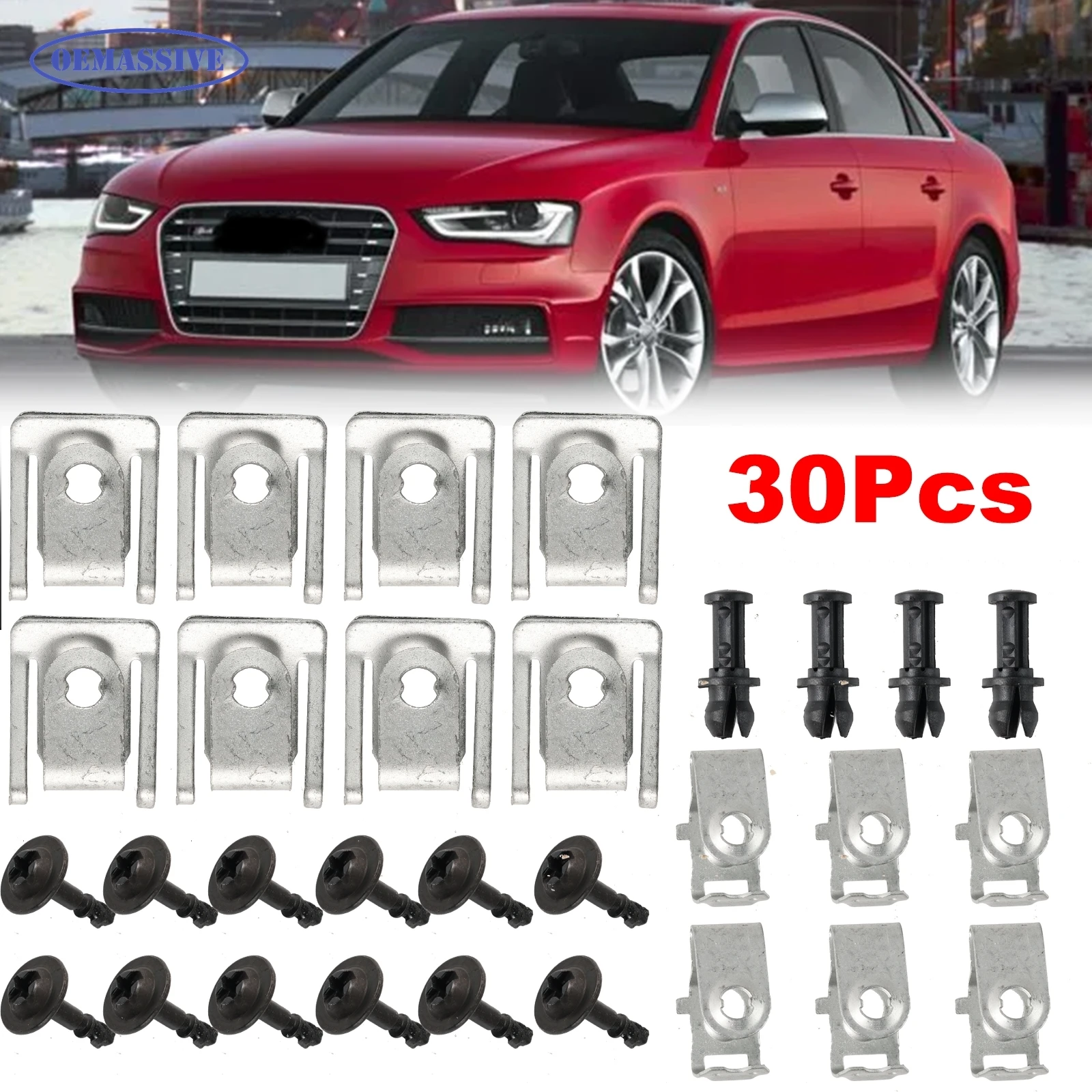 

For Audi A4 B8 A5 Q5 Engine Under Cover Tray30PCS Fixing Clip Screw Fastener Kit Compatible with Undertray Splash Guard Mounting