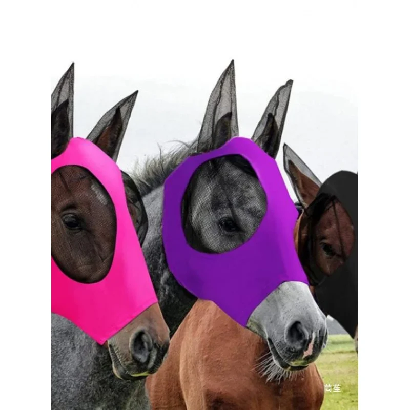 

Полнолицевая маска для лошади: дышащая сетка с удлиненными чехлами для носа и ушей для полной защиты от насекомых и ультрафиолета