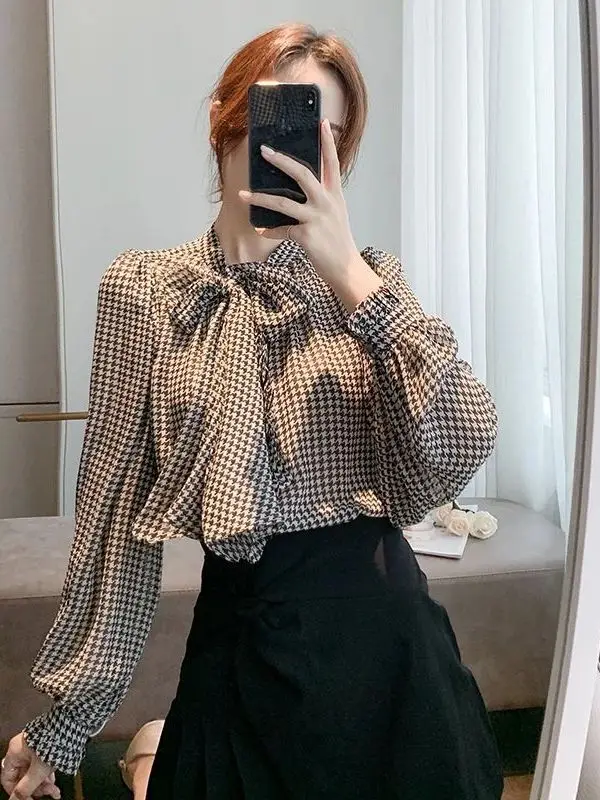 

Cleanfit Bow Tie Shirt Long SVE Autumn Winter Temperament Women's Fashion Polypropylene Material A-Sleeve Short Sleeve Thin M...