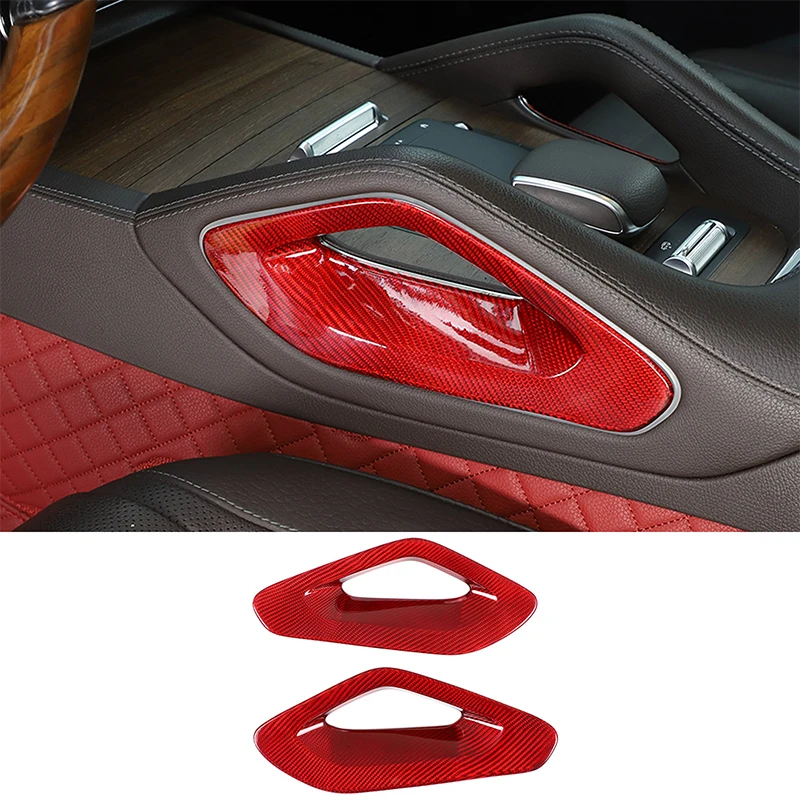 

For 2020-2022 Mercedes-Benz GLE GLS Real Carbon Fiber Red Car Central Control Armrest Both Sides Protective Cover Auto Parts