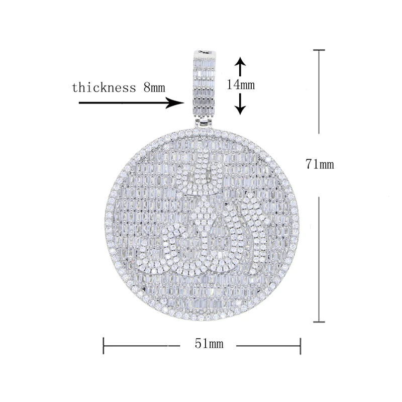 

2024 Fashion Hip Hop Iced Out Bling Bling Cubic Zirconia Paved 50mm Round Shape Allah Pendant Necklace Jewelry Drop Ship For Men