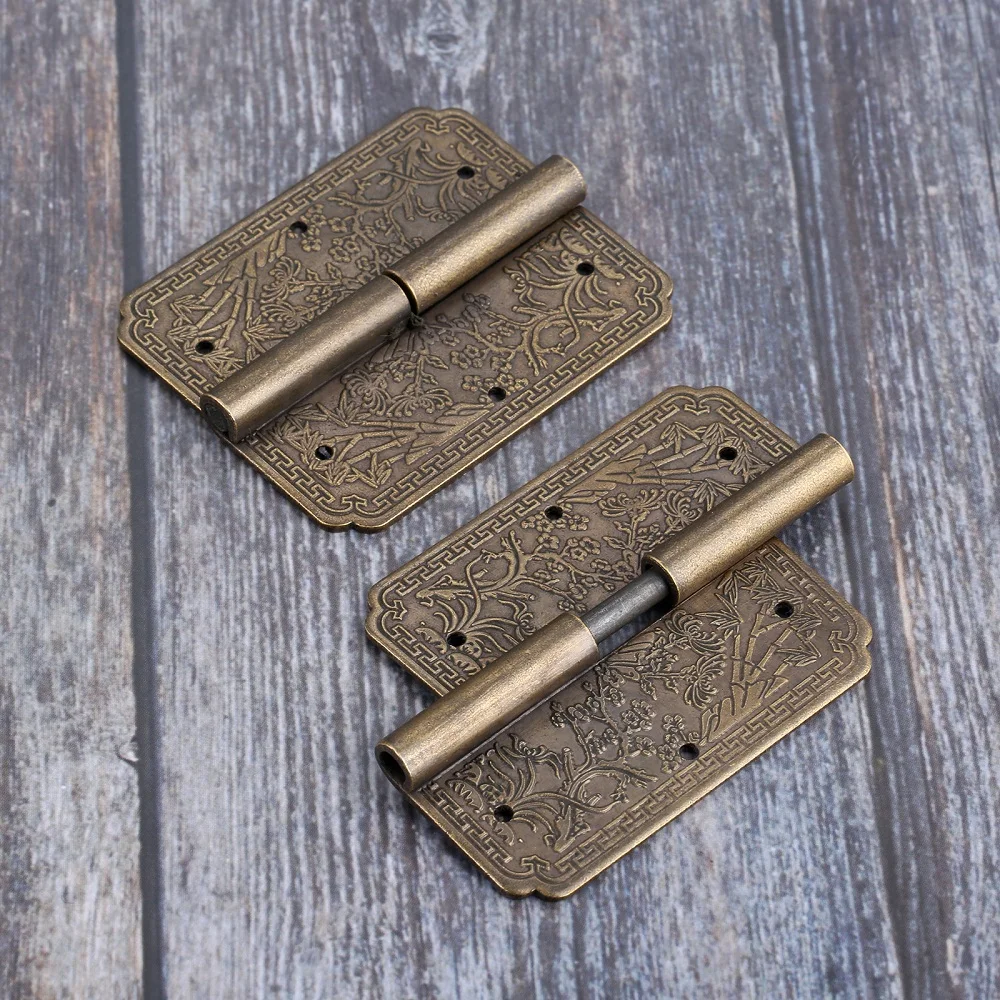 1Pc 60*50mm Right/left Retro Brass Furniture Hinges Cabinet Drawer Door Hinge Jewelry Box Hinge Hardware Fittings Antique Bronze
