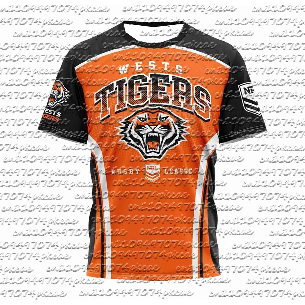 2026 Summer New Wests Tigers NRL Fan Tee with Big Tiger  Family Matching Y2K T-shirt Suitable for Daily and Training Wear