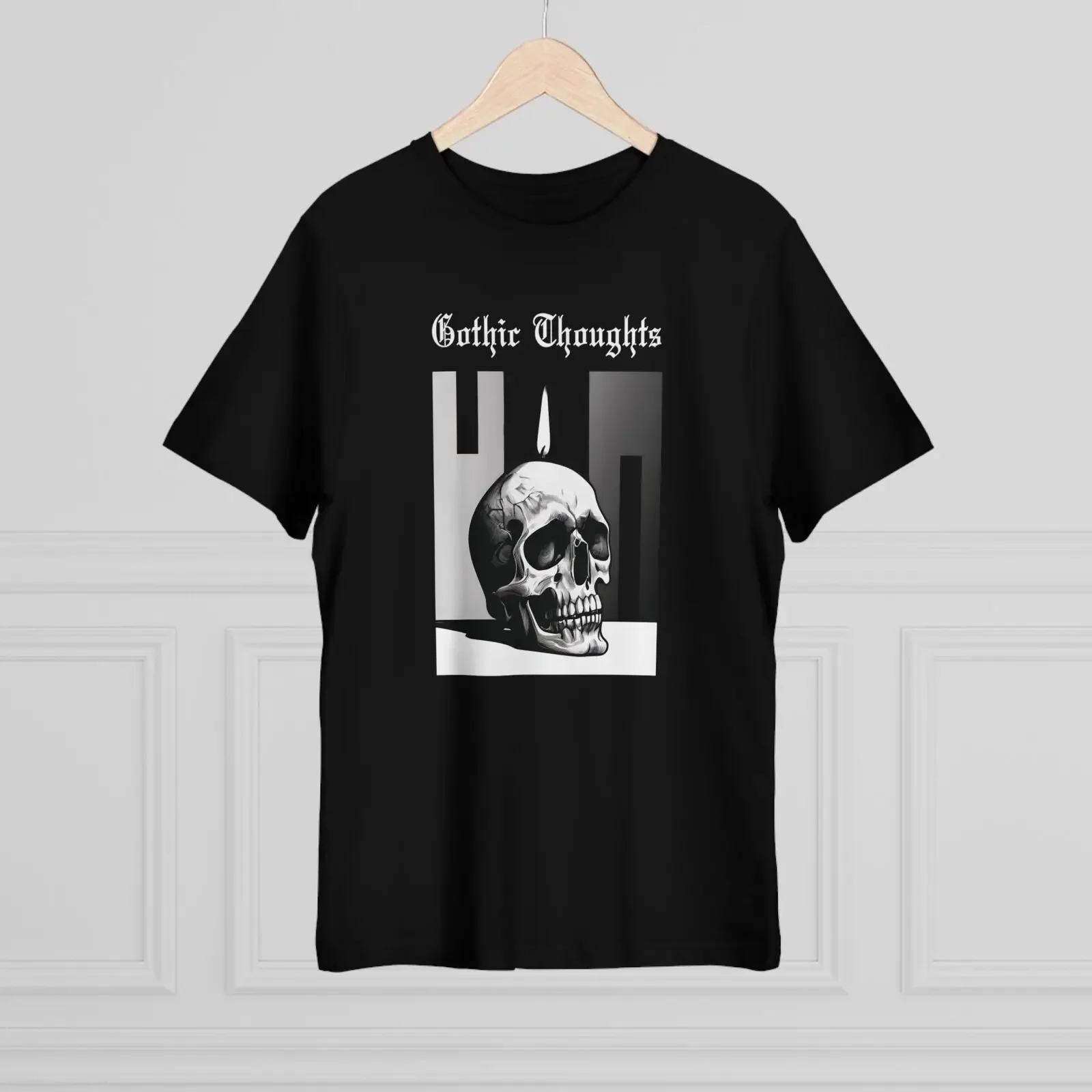 Gothic T-shirt Skull Candle Black Shirt Dark Style for Goth Men And Women