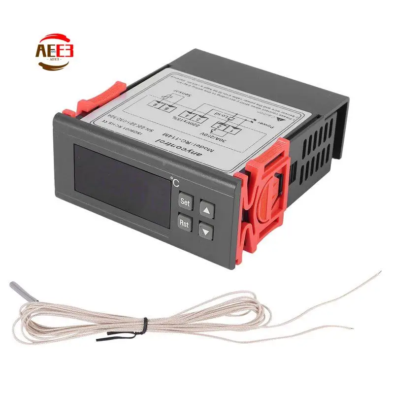 

AEE3-220V/30A Цифровой регулятор температуры Rc-114M Релейный выход термостата -30-300 градусов с датчиком Ntc