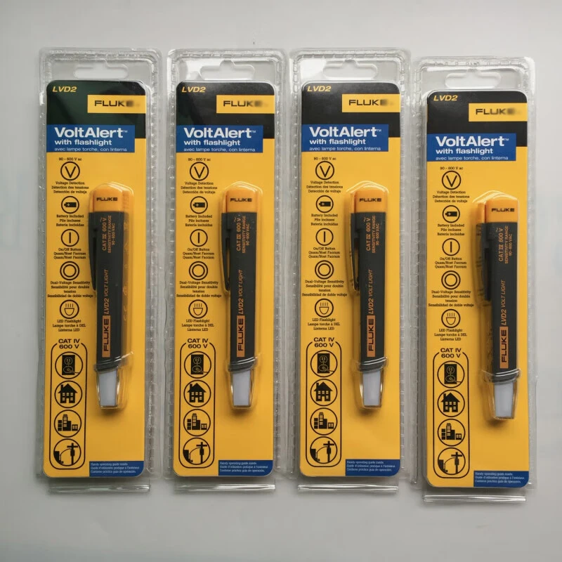 فلوك LVD2 جهاز قياس الجهد الكهربائي غير المتصل 2AC فولت نطاق قياس الضوء 90 ~ 600VAC أداة اختبار الجهد
