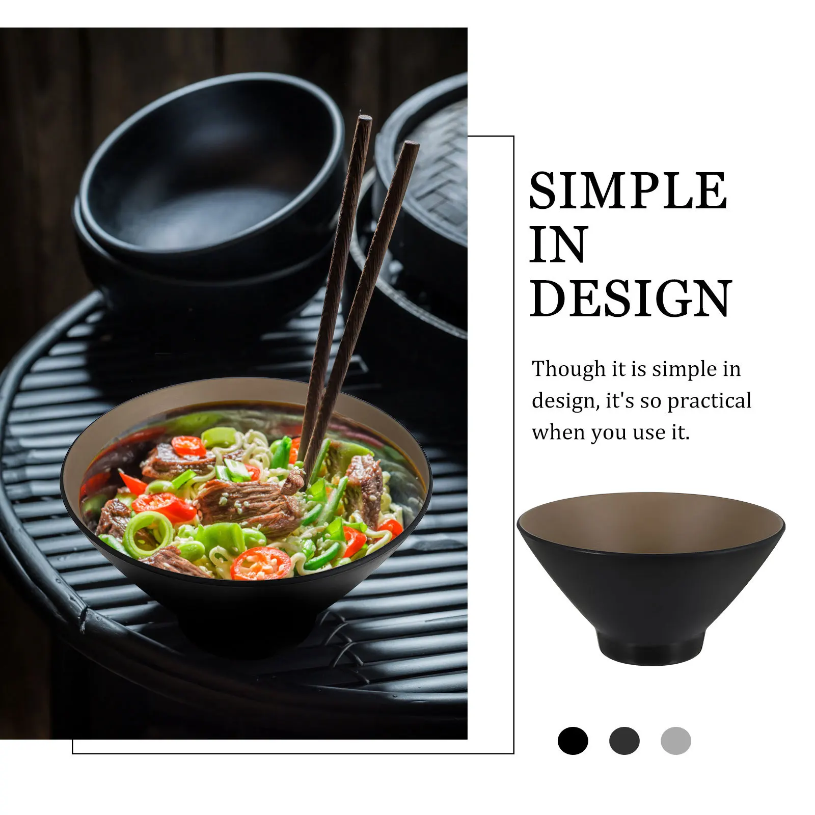 

1pc Japanese Style Rice 12Oz Melamine Noodle Soup Cereal Salad Serving Bowl Plastic Fruit Ramen Bowl Kitchen Dining Set