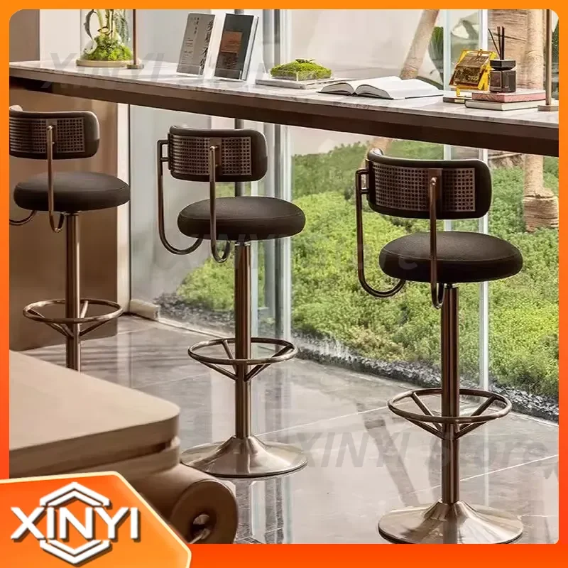 for Minimalist Black Bar Stool Chair Swivel Modern Italian Dining Chair Ergonomic Sturdy Home Furniture Kitchen Bar Stool Set