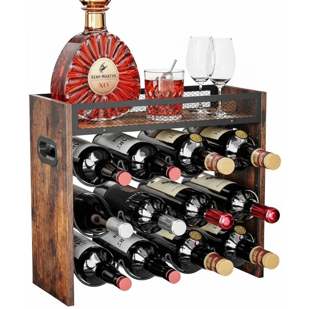 

3-Tier Wooden Wine Rack Holds 12 Bottles, Space-Saving Storage for Home Kitchen Bar Restaurant Cabinet Pantry