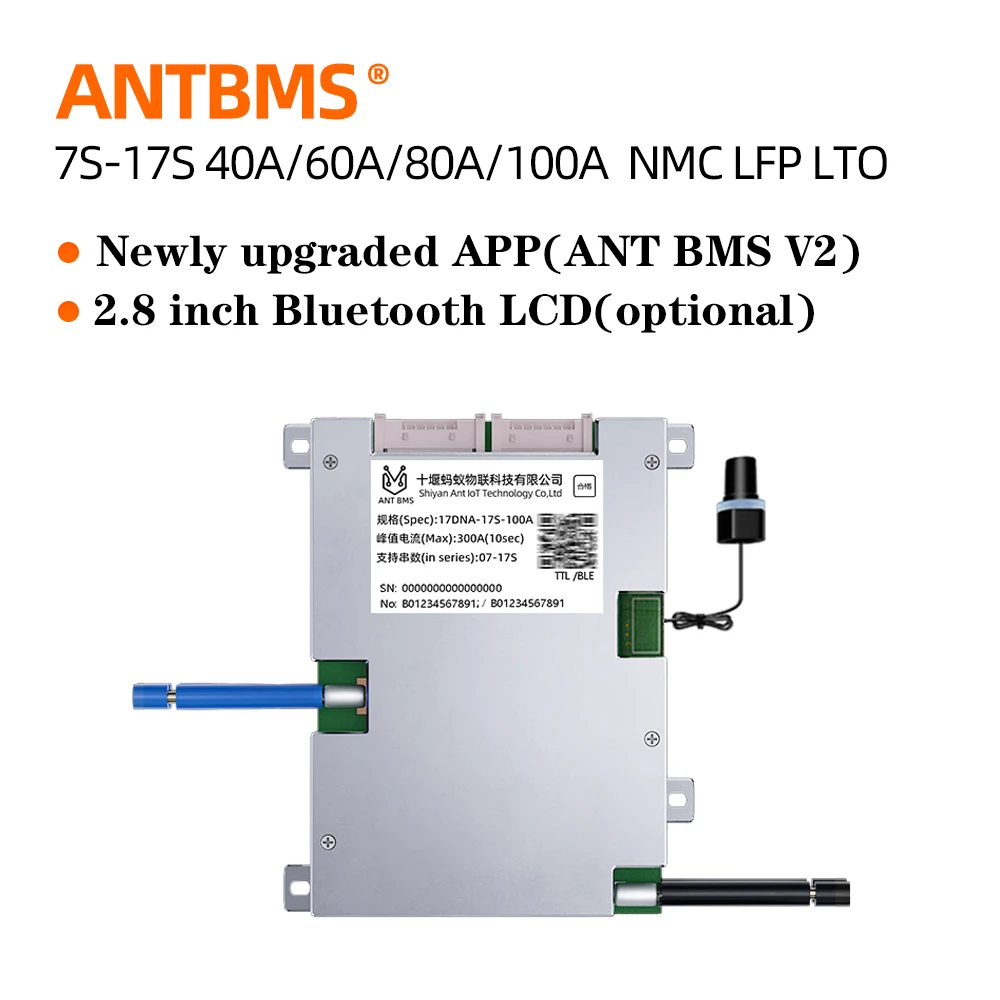 ant bms 7s 8s 24v 40A 60A  10S 36V 80A lifepo4 13S bms 16s 48v lifepo4 100A Equipped with balancing function Li-ion lto battery