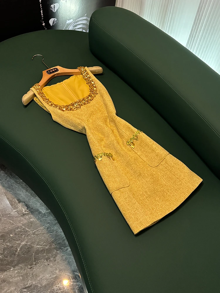 

Женское вечернее платье-жилет с декоративными элементами, короткая юбка, бальное платье, удобное для повседневной носки, круглый вырез, на все сезоны