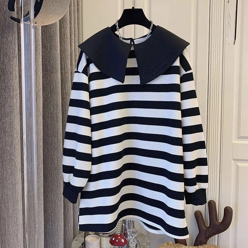 Cute Vintage Striped Women's Dress Fall Comfy Long-sleeved Fashion Loose Dress Party