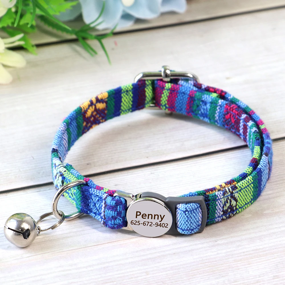Personalisiertes Katzenhalsband, verstellbare Halsbänder für kleine Hunde und Kätzchen, kostenlose individuelle ID-Namenshalsbänder für Haustiere, Anti-Verlust-Halsbänder für Katzen – Detail 12