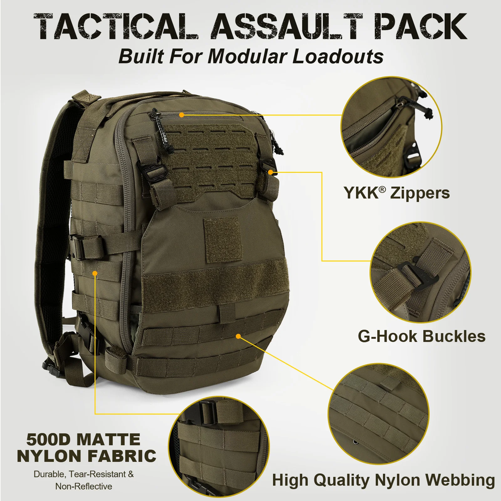VOTAGOO 戦術アサルトパック モジュール式装備 モール - Urban Backpack Tactical のレビューと価格