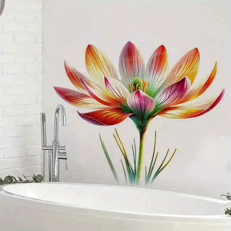 Vibrant Spring Bouquet Art Wall Stickers for Bathroom Toilet Living Room Cabinet Home Decorative Decal Stickers AA320