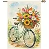 NGZ Bicycle Basket Flowers Garden Flag 28X40 Inch Linen for Spring jjp