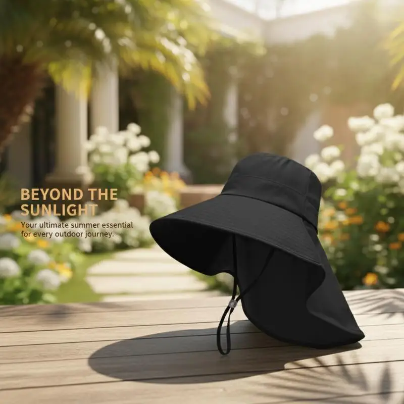 Shawl Sunscreen Cap Ponytail Travel Fisherman Hat Wide Brim Sun Hat With Neck Flap Outdoor UV Anti Neck Protection Sun Visors