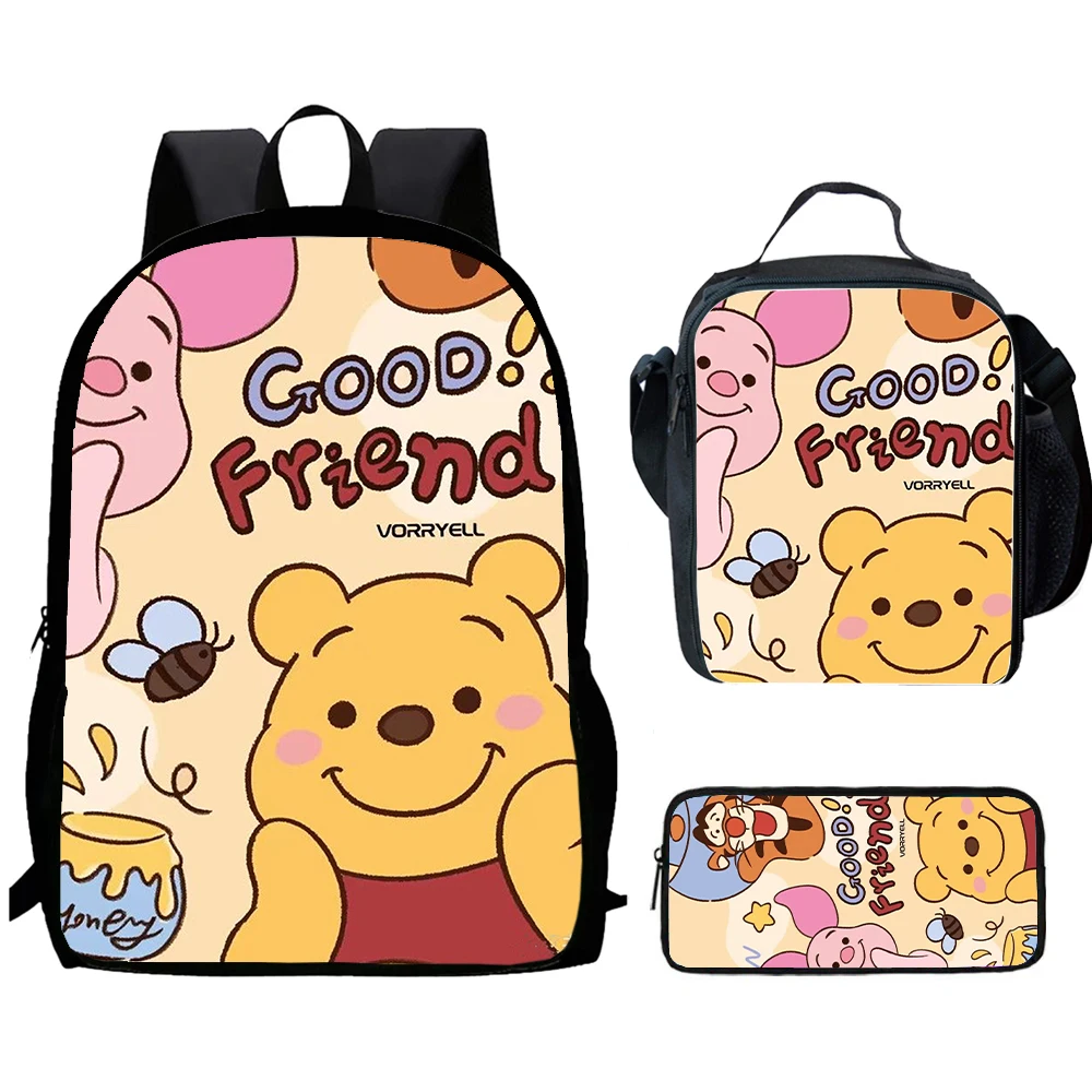 

Детский школьный рюкзак с мультяшным Винни-Пухом и сумками для обеда, сумки-карандаши для детей 4–9, легкие школьные сумки для мальчиков и девочек