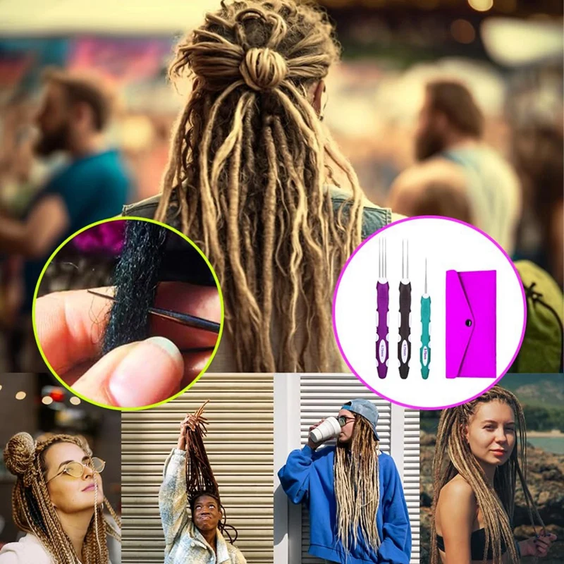 Dreadlock الكروشيه إبرة أداة مع مقبض مريح ، السنانير ، الشعر جديلة الحرفية ، 0.75 مللي متر ، 3 قطعة