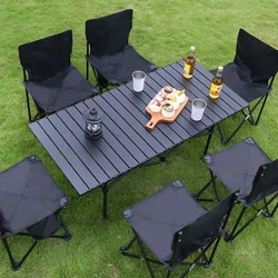 Outdoor Folding Table, Chair Set, Portable Egg Roll Table, Integrated Table Top Meal, Picnic, Camping Barbecue