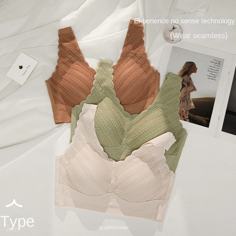 All-in-one Non-marking Fixed Cup Underwear Women's Nude Feeling Gathered Without Rims To Close Plus Size Breast Bra For Women