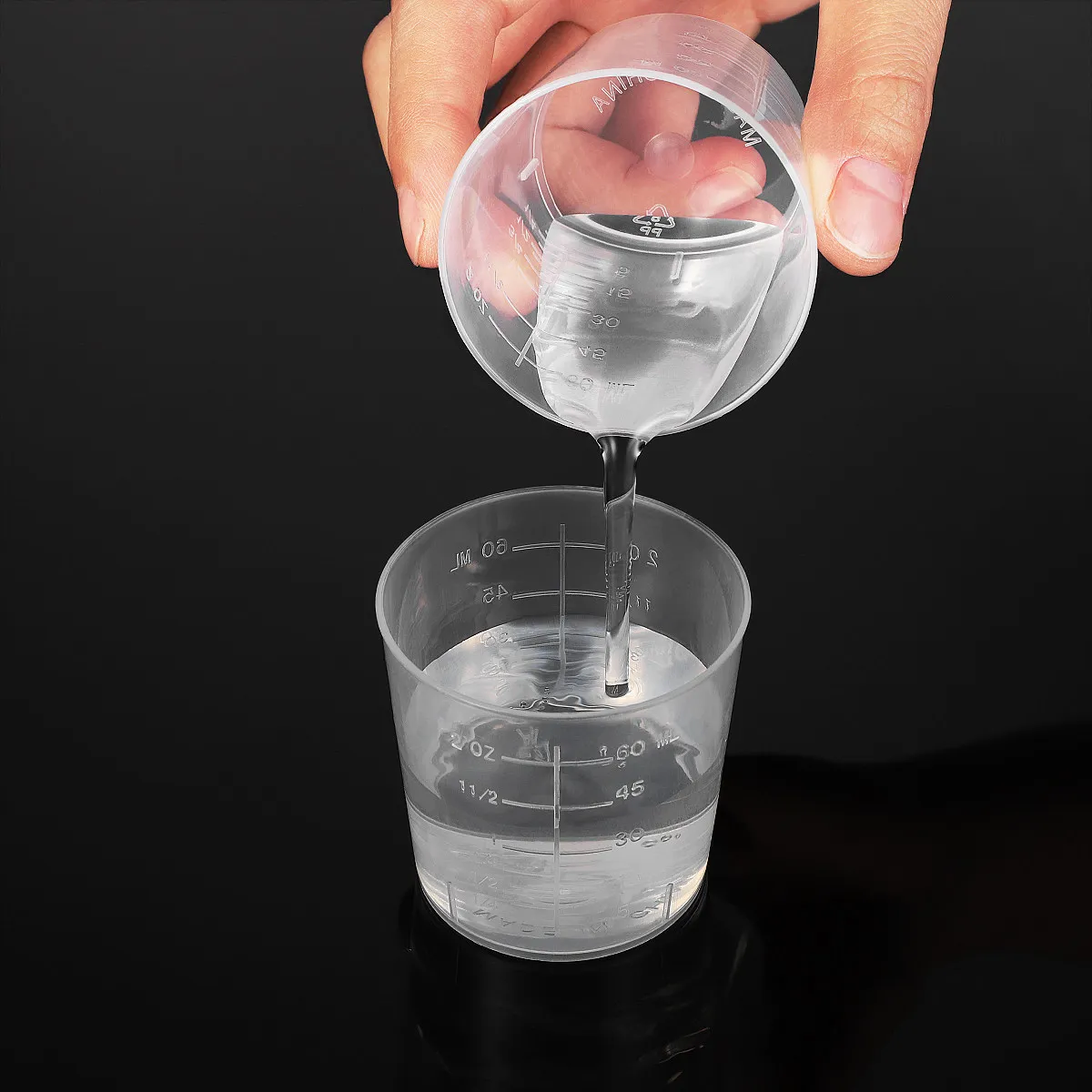 25Pcs 60Ml Graduated Plastic Measuring Cup Heat Resistant Wear Proof Wide Mouth for Liquid Powder Granular Measurement in Lab