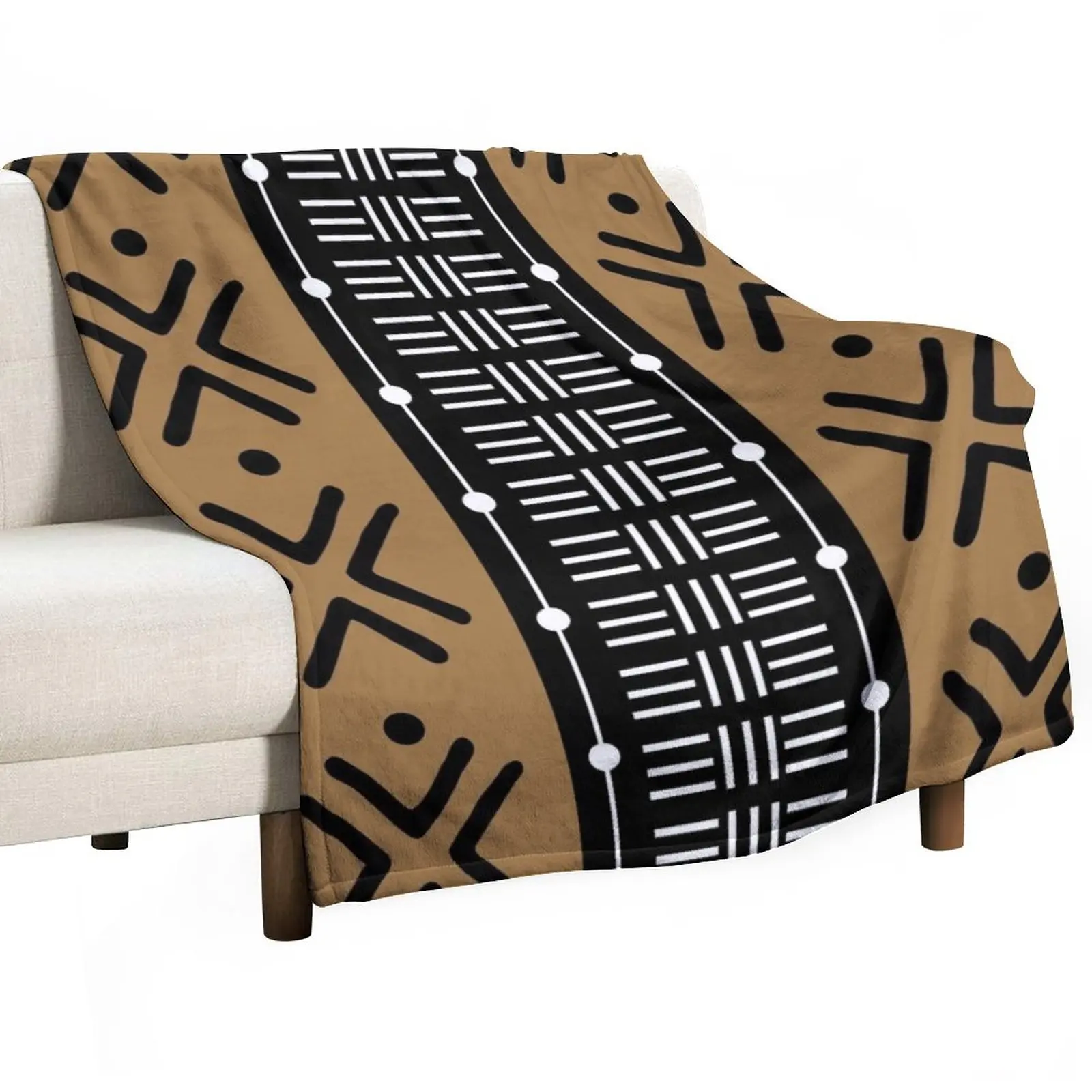 

Tan African Tribal Mud Cloth Pattern Throw Blanket cosplay anime Softest Furry blankets ands Blankets