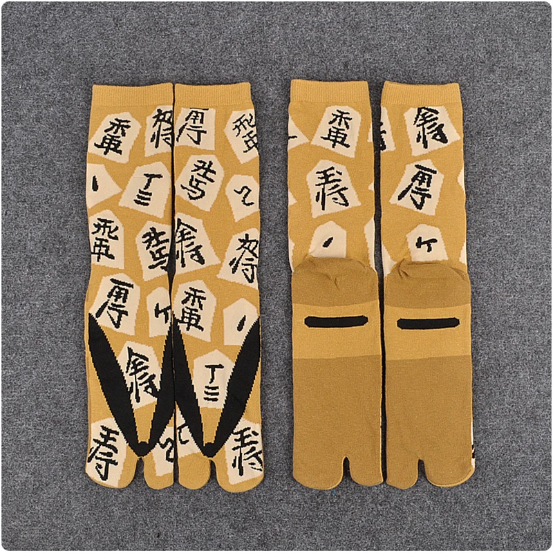 1 Pair Novelty Street Fashion Samurai Sandal Sock Women Men Two Toe Socks Japanese Style Harajuku Cartoon Middle Tube Tabi Socks