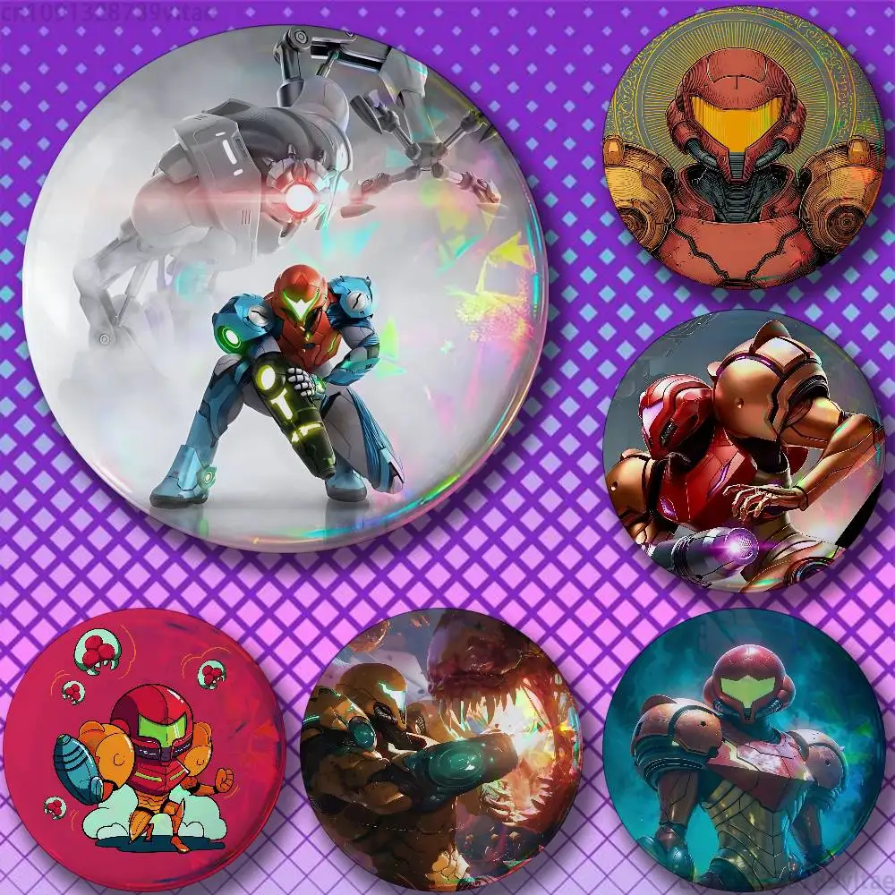 Zero Suit Samus Metroid Samus Pins 58mm Cute Cartoon Badge Handmade Brooches for Backpack Accessories Jewelry Gifts
