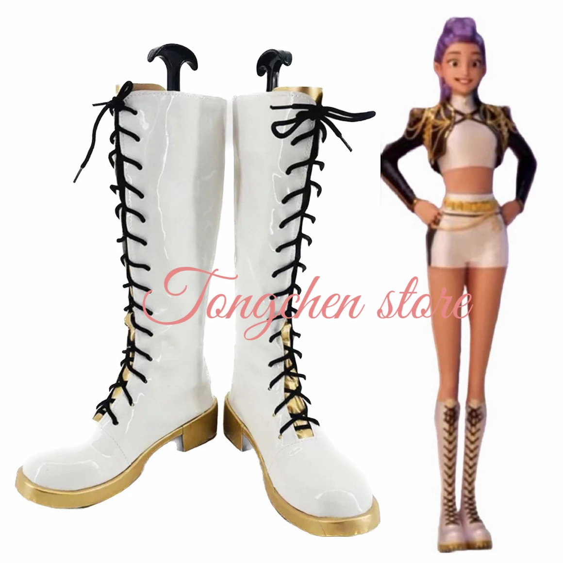 Zoey Mira Rumi Boots Black Golden Idol Movie Cosplay for Girls Party Role Playing Performance Shoes Custom Made Any Size