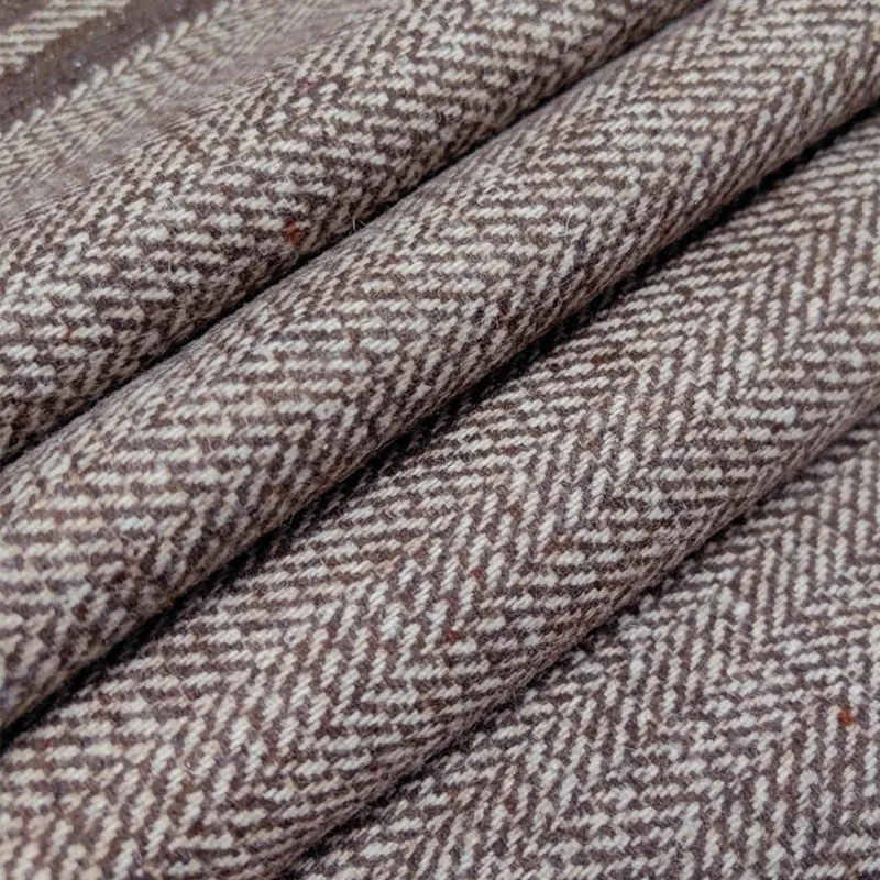 Brown Color Herringbone Yarn-Dyed Braided Tweed Fabric For Sew Women's Autumn Jacket Dress Suit Coat Handbag DIY Sewing Material