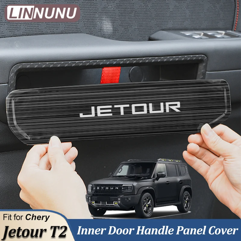 LINNUNU Chery Jetour Traveller Jetour T2 차량용 스테인레스 스틸 내부 문짝 핸들 패널 장식 커버, 개조 액세서리 