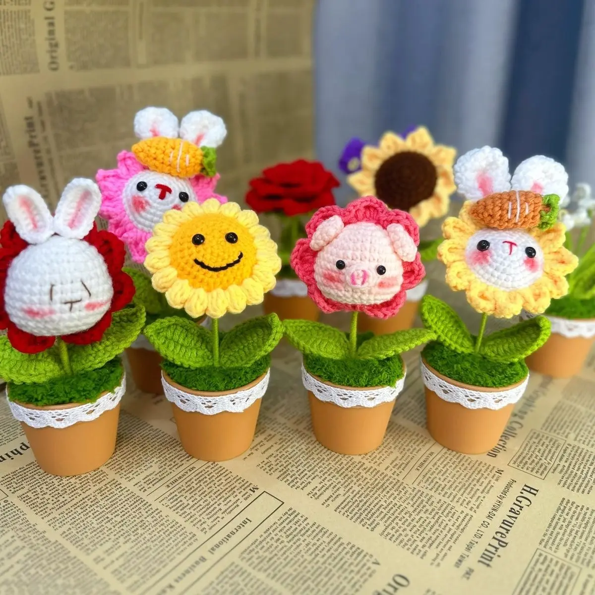 

Desk Decorations Kawaii Sunflower Pig Braid Potted Plant Craft Tabletop Cute Ornaments Home Room Diy Decorations Valentine's Day